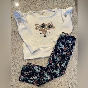 Toddler girl matching set outfit sweatshirt leggings 3T
